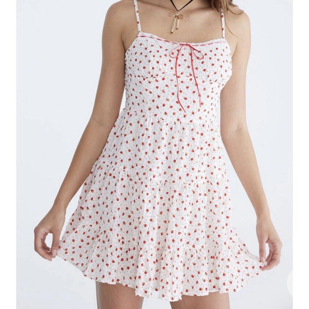 Aeropostale Dress Strawberry Babydoll Minidress Romantic Twee Coquette Med, NEW